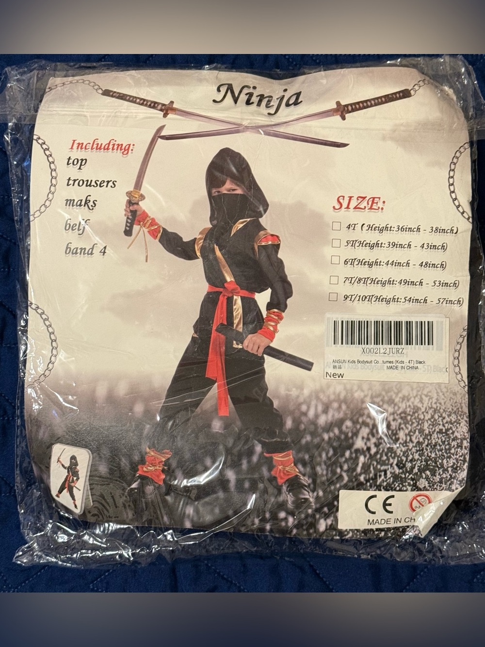 Kids’ Ninja Costume Size 4T NWT / NEVER OPENED.